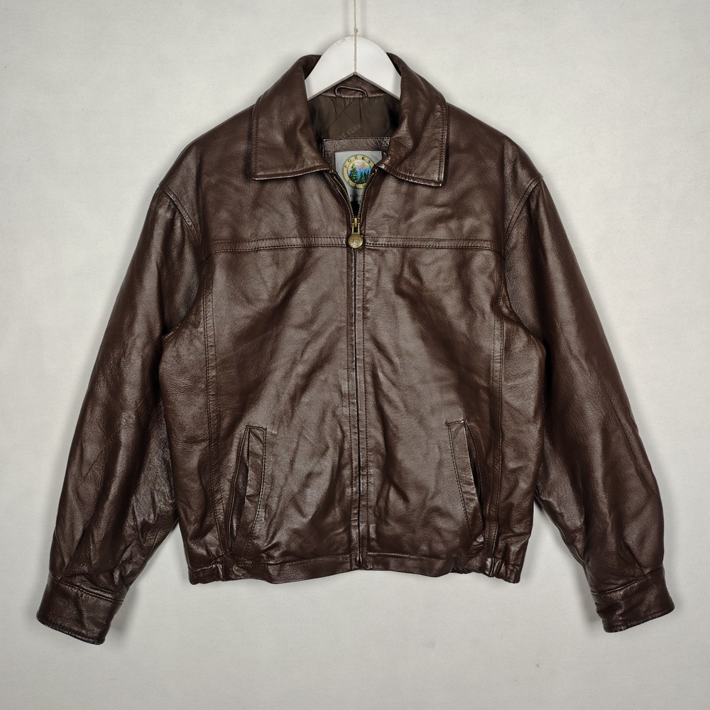 Forest Club by Rainforest Mens Brown Genuine Leather Bomber Jacket Size 95